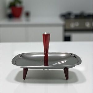 Vintage 60’s - 70’s Mid-Century Modern Glo-Hill Snack Tray with Top Handle